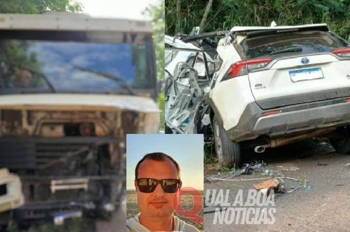 Colisão frontal entre caminhonete e carreta mata empresário na PR-495