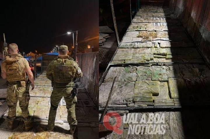 Forças de segurança apreendem mais de 4,4 toneladas de maconha escondidas em bitrem na divisa entre Terra Roxa e Francisco Alves