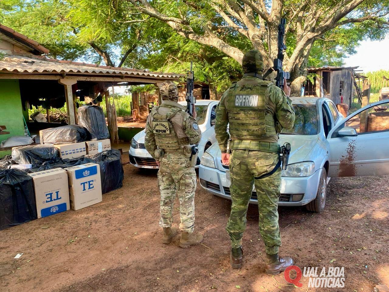 BPFron e NEPOM/PF apreendem veículos e cigarros contrabandeados em Guaira