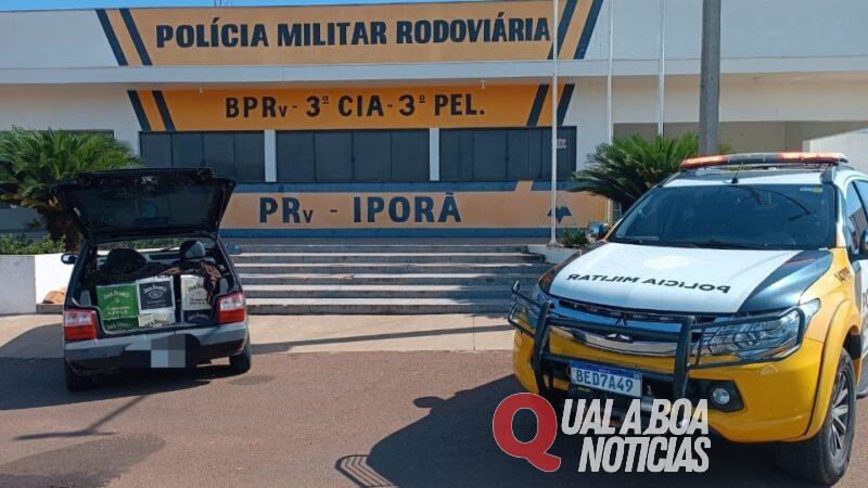 Carro é apreendido com oito caixas de uísque na PR-323 no Paraná