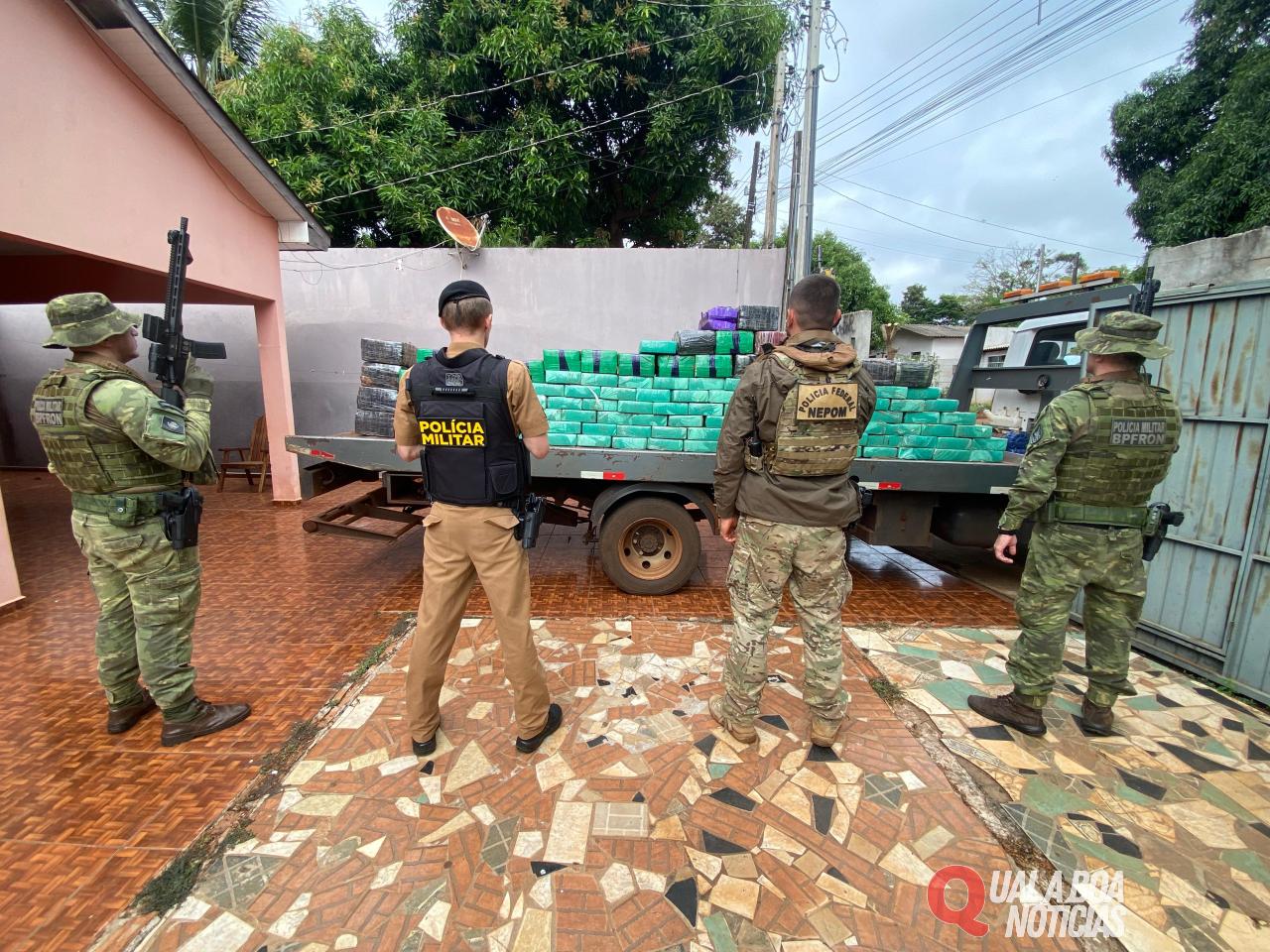 Em operação conjunta em Guaíra: equipes do BPFron, Nepom e 19ºBPM apreendem 1.426 quilos de maconha e causa prejuízo de R$ 2,8 milhões ao crime