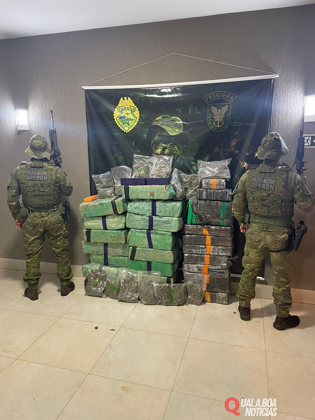 BPFRON apreende 398 kg de substância análoga à maconha e recupera veículo em Umuarama-PR