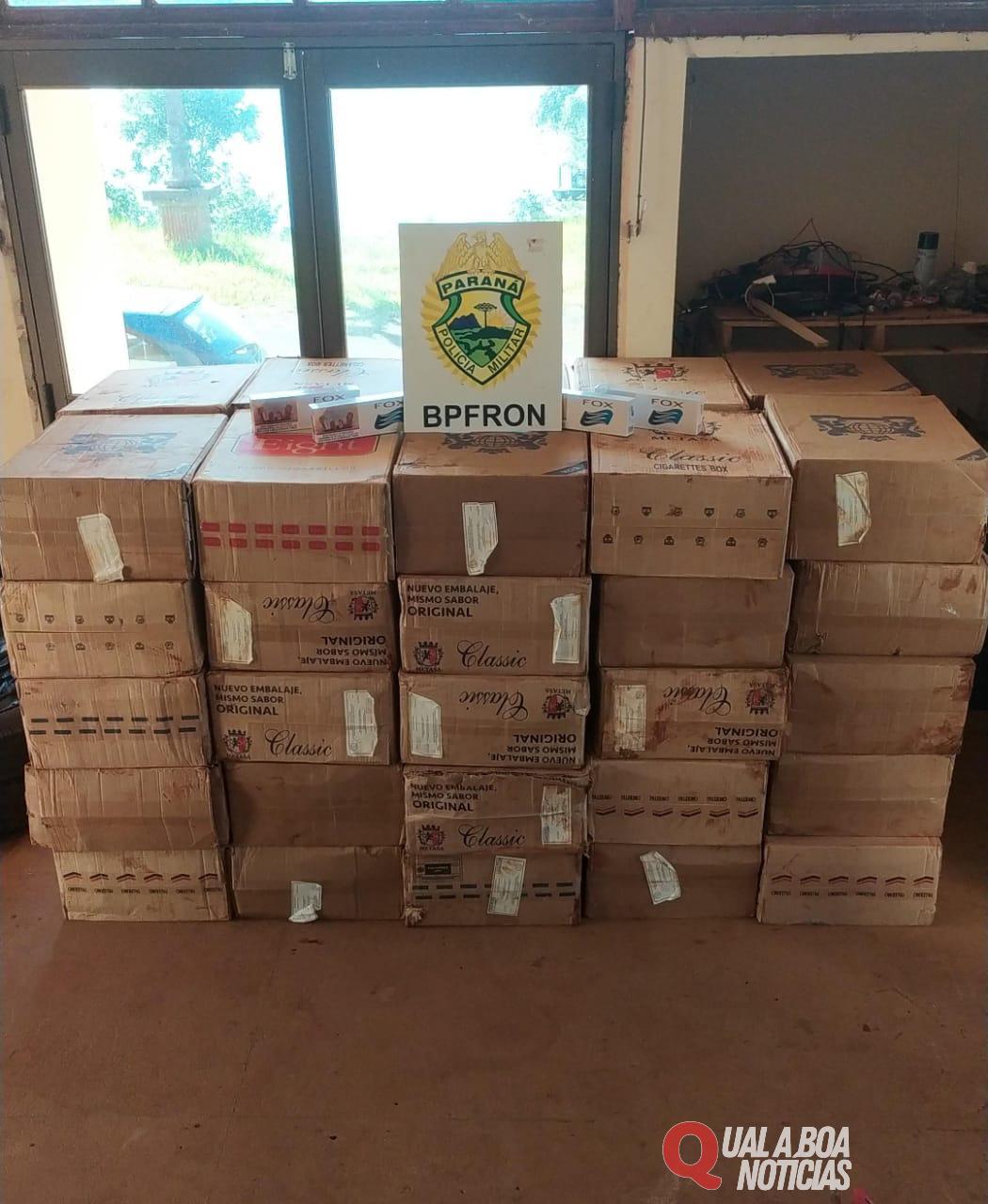 BPFRON apreende embarcação carregada com cigarros contrabandeados em Entre Rios do Oeste-PR