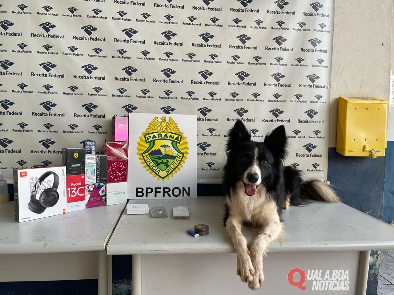 BPFRON apreende mercadorias estrangeiras em ônibus em Cascavel-PR