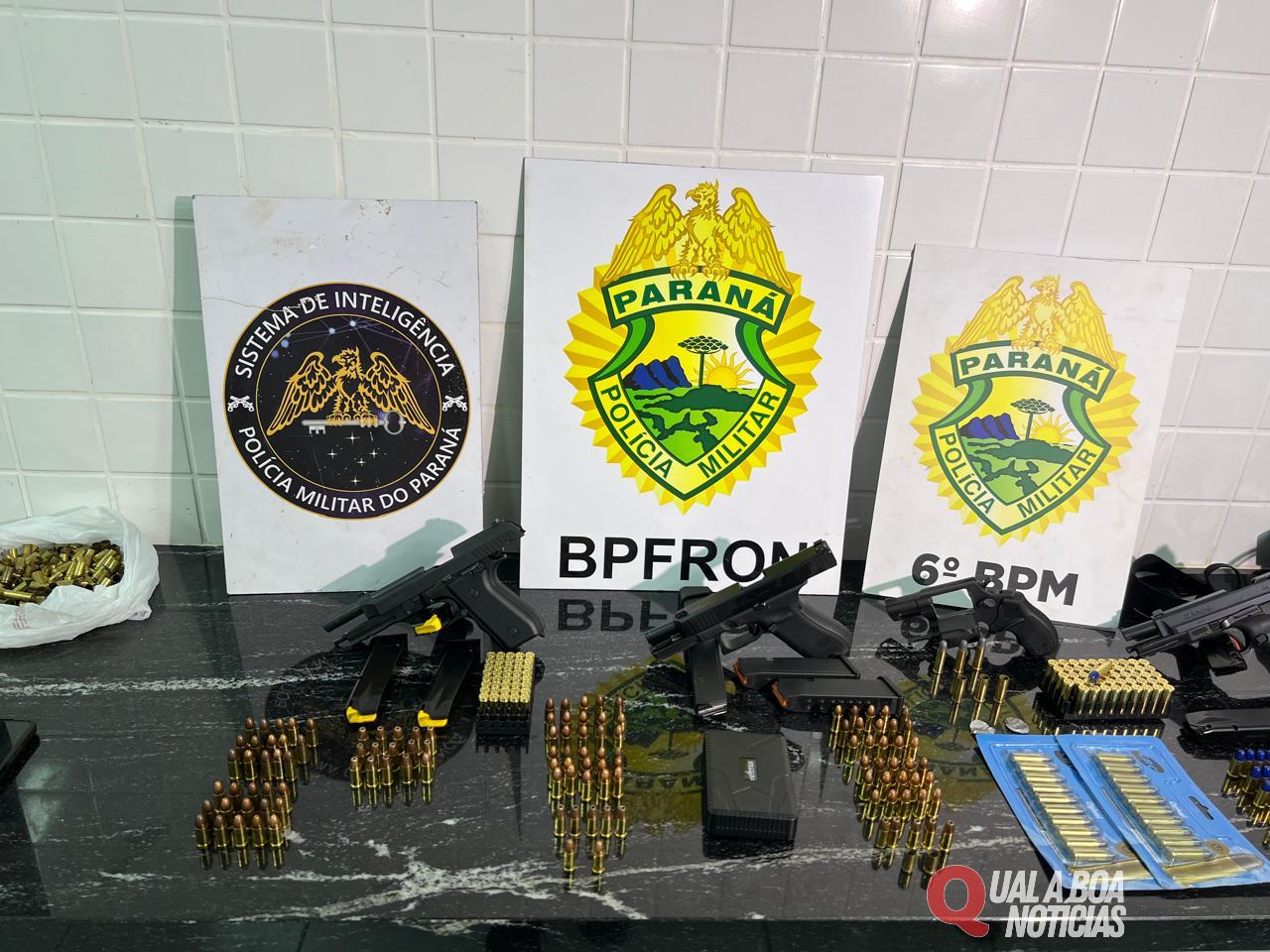 BPFRON e 6°BPM apreendem 4 armas e 250 munições em Cascavel-PR
