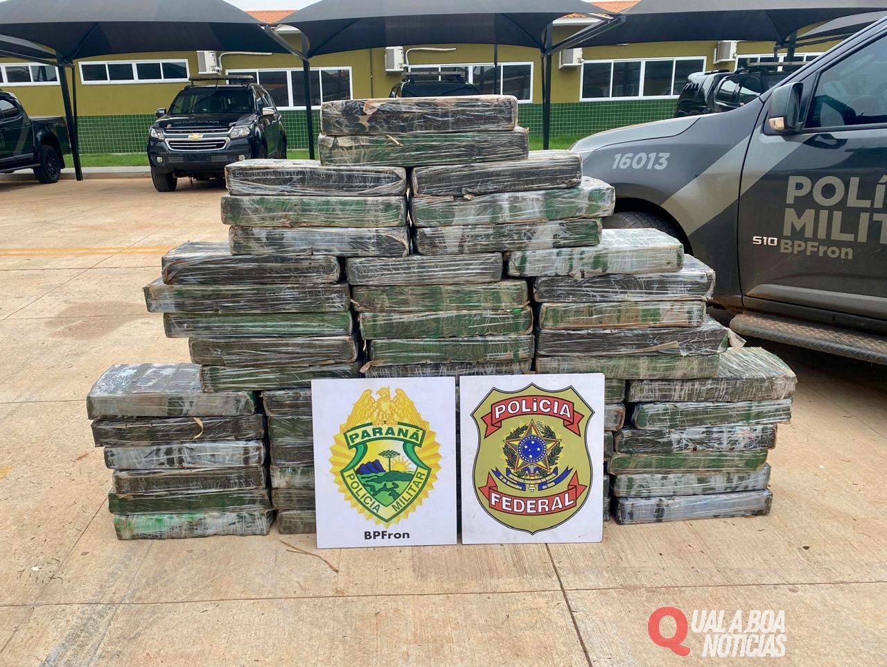 BPFRON e PF apreendem 469,5 kg de substância análoga à maconha em Guaíra-PR