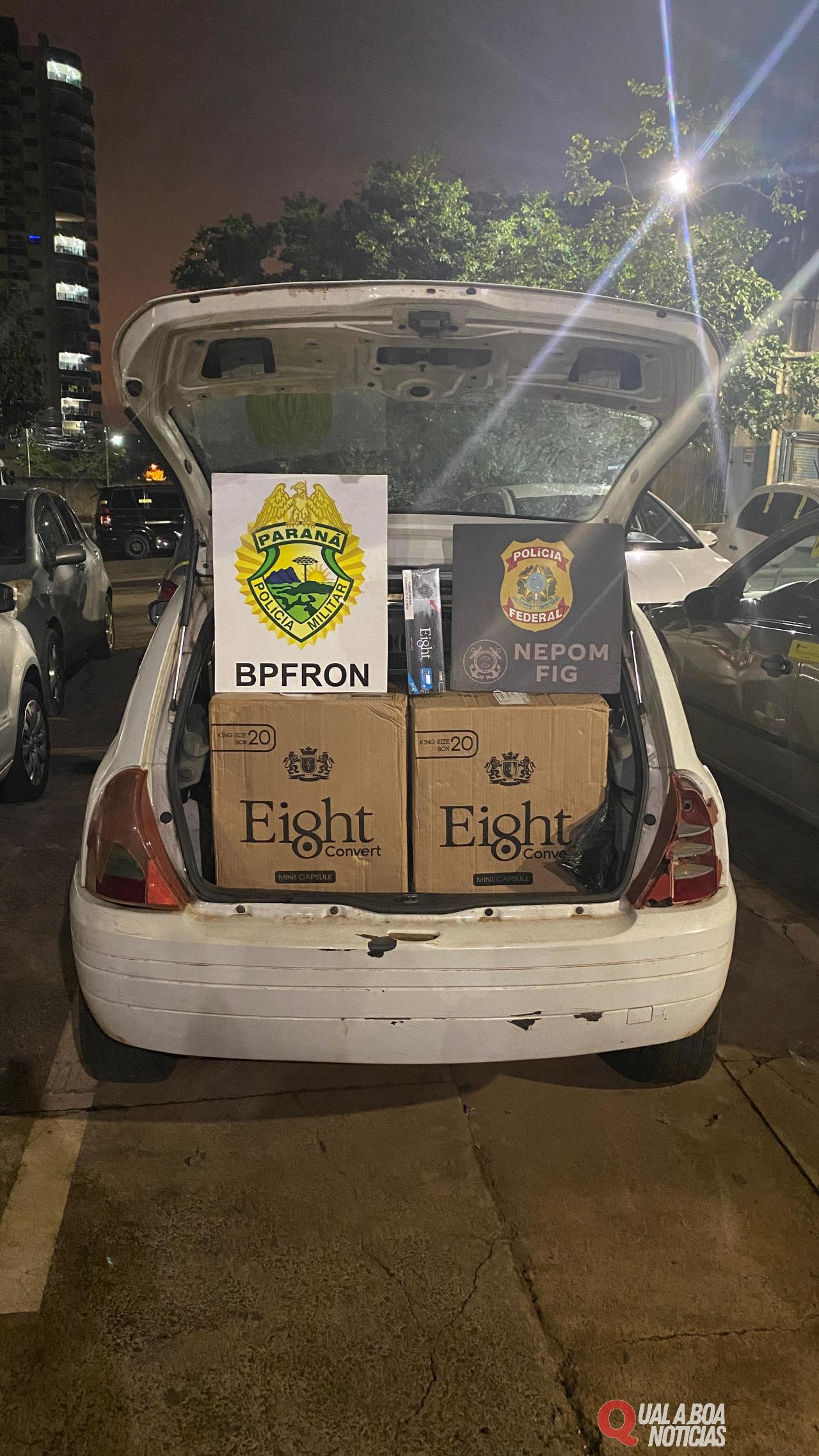 BPFRON e PF apreendem cigarros e mercadorias estrangeiras estrangeiras em Foz do Iguaçu-PR
