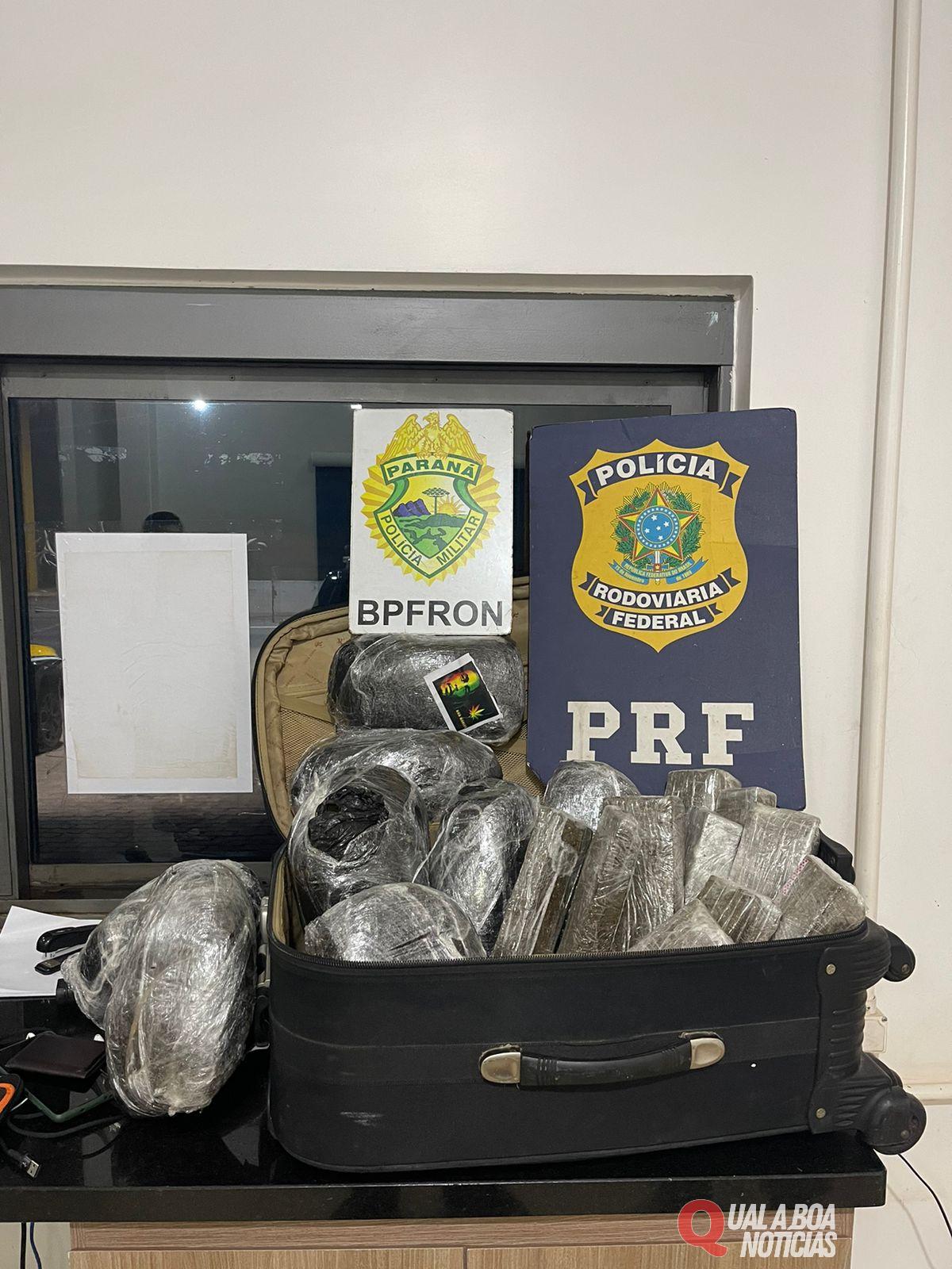 BPFRON e PRF apreendem 15 kg de substância análoga à maconha em ônibus em Cascavel-PR