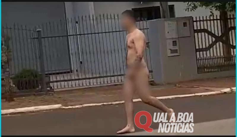 Como veio ao mundo: Jovem em surto é flagrado caminhando nú pelas ruas de Jesuítas