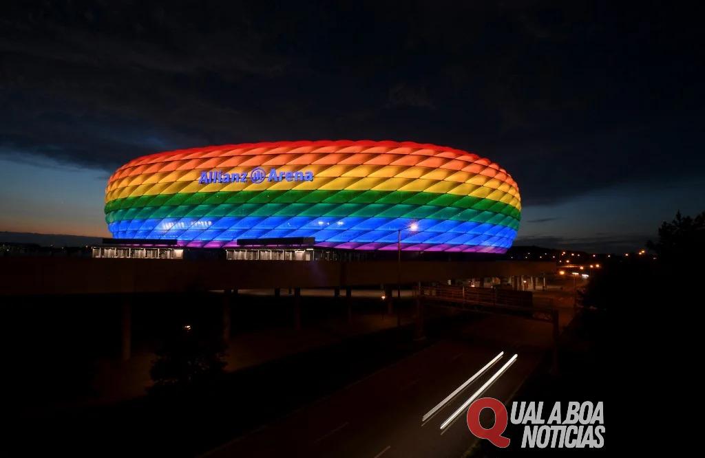Estádio de Munique mostrará cores do arco-íris em 22 e 23 de junho na Eurocopa