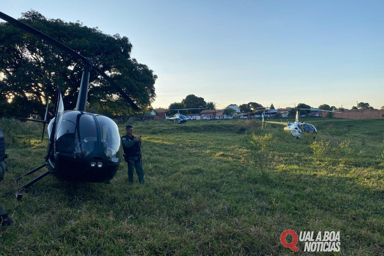 Perseguição de helicóptero: Falcão da PM ajuda PF a interceptar aeronave com 243 kg de cocaína