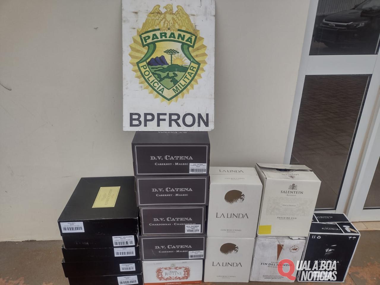 BPFRON apreende 80 garrafas de vinho em Santo Antônio do Sudoeste-PR