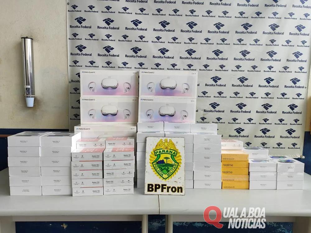 BPFRON apreende eletrônicos estrangeiros em ônibus em Céu Azul