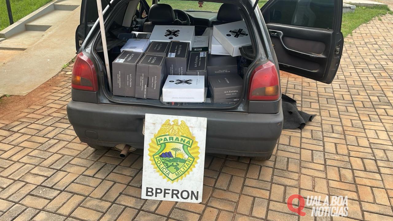 BPFRON apreende veículo carregado com 342 garrafas de vinho em Santo Antônio do Sudoeste-PR