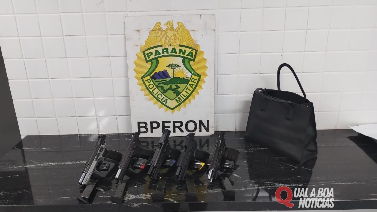 BPFRON prende mulher que viajava com cinco pistolas, em Capitão Leônidas Marques-PR