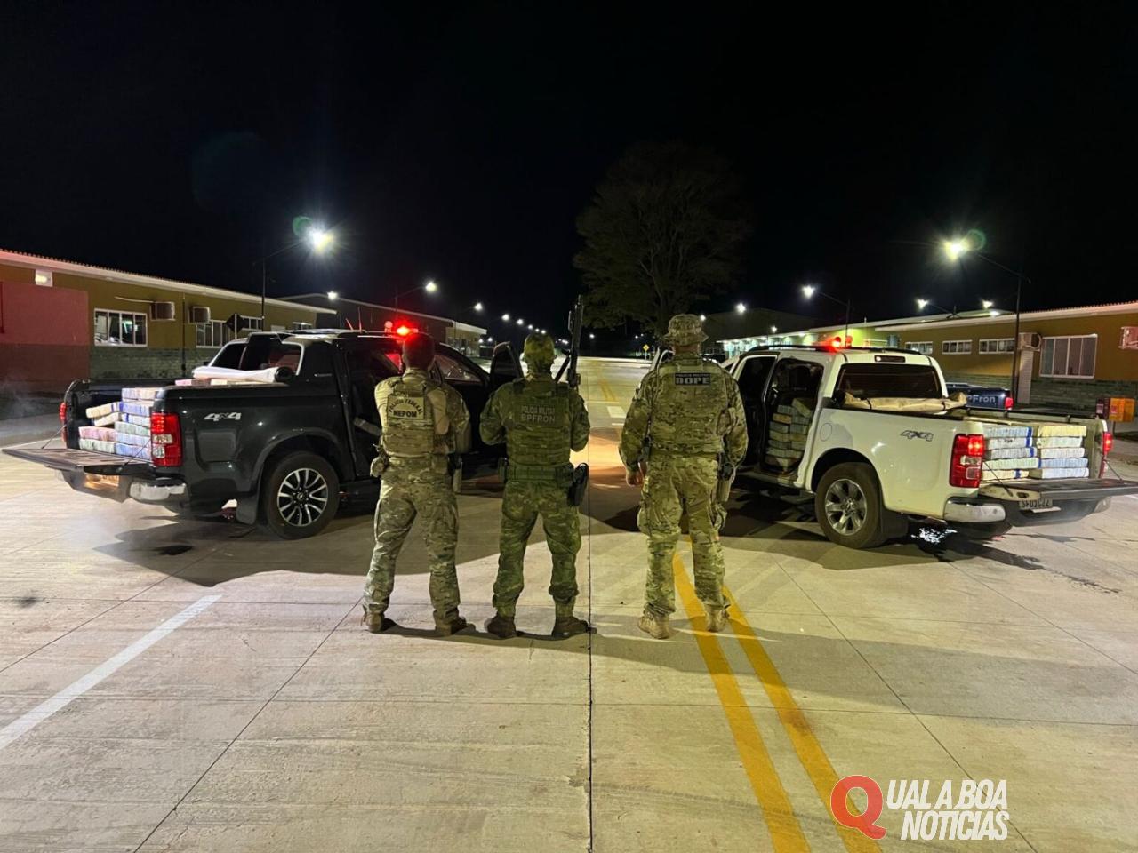 Em Terra Roxa, BPFron apreende 1.671 quilos de maconha e recupera duas camionetes roubadas