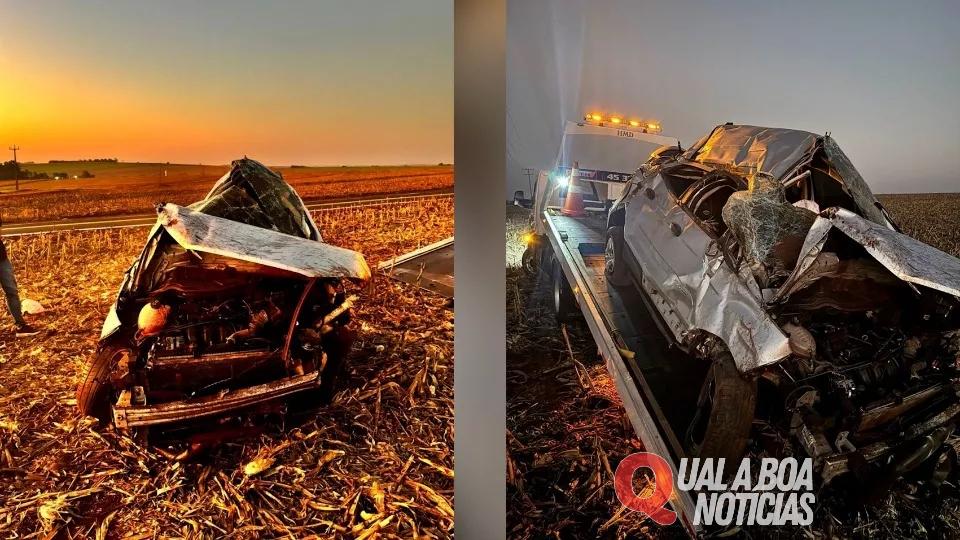 Idoso e adolescente ficam feridos em capotamento em Tupãssi