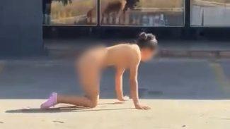 Mulher é flagrada engatinhando ‘como veio ao mundo’ em avenida movimentada