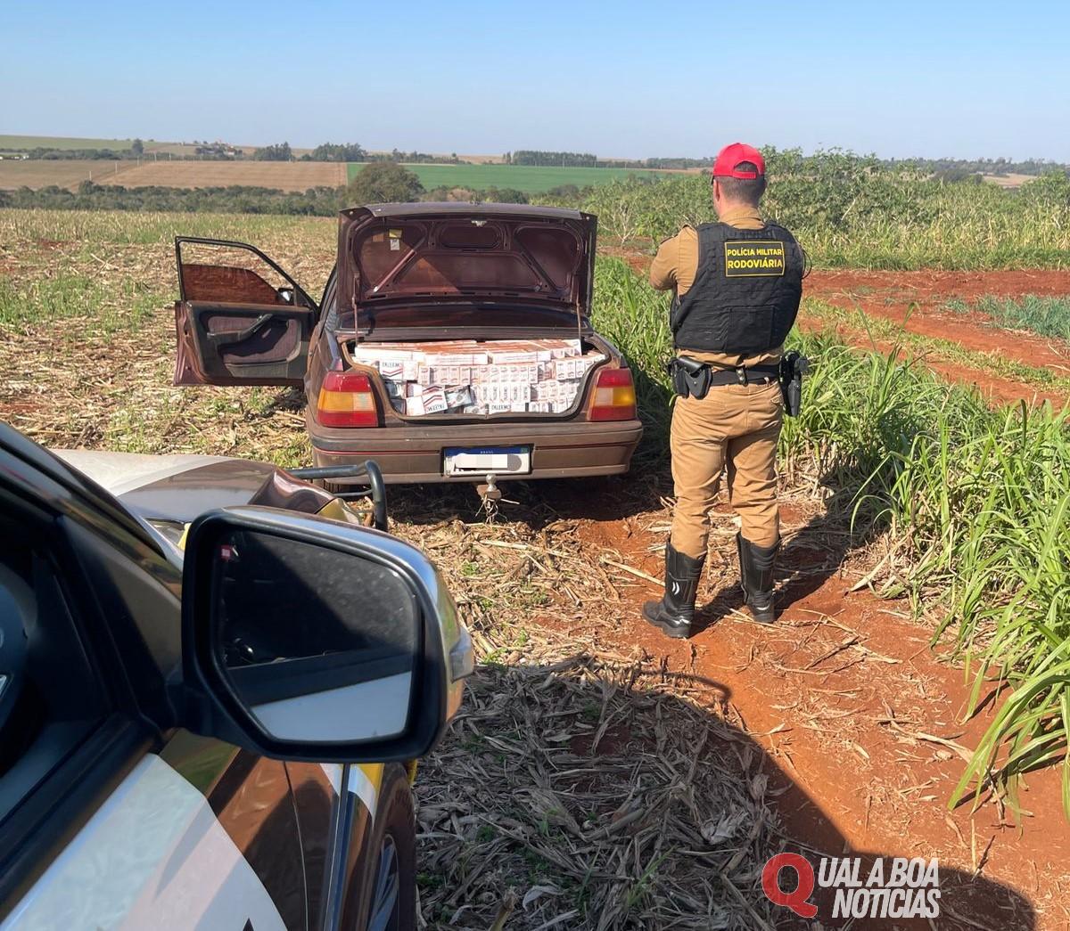 Polícia apreende veículo com contrabando de cigarros na zona rural de Nova Santa Rosa