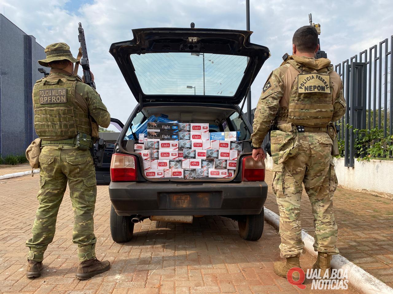 Policiais apreendem um veículo carregado com cigarros em Mercedes