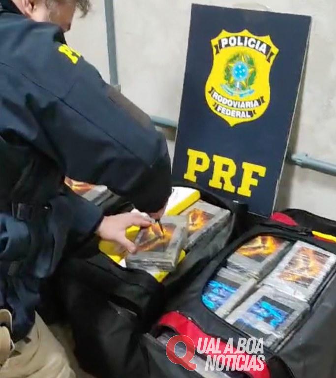 PRF apreende 164 quilos de cocaína com caminhoneiro em Catanduvas