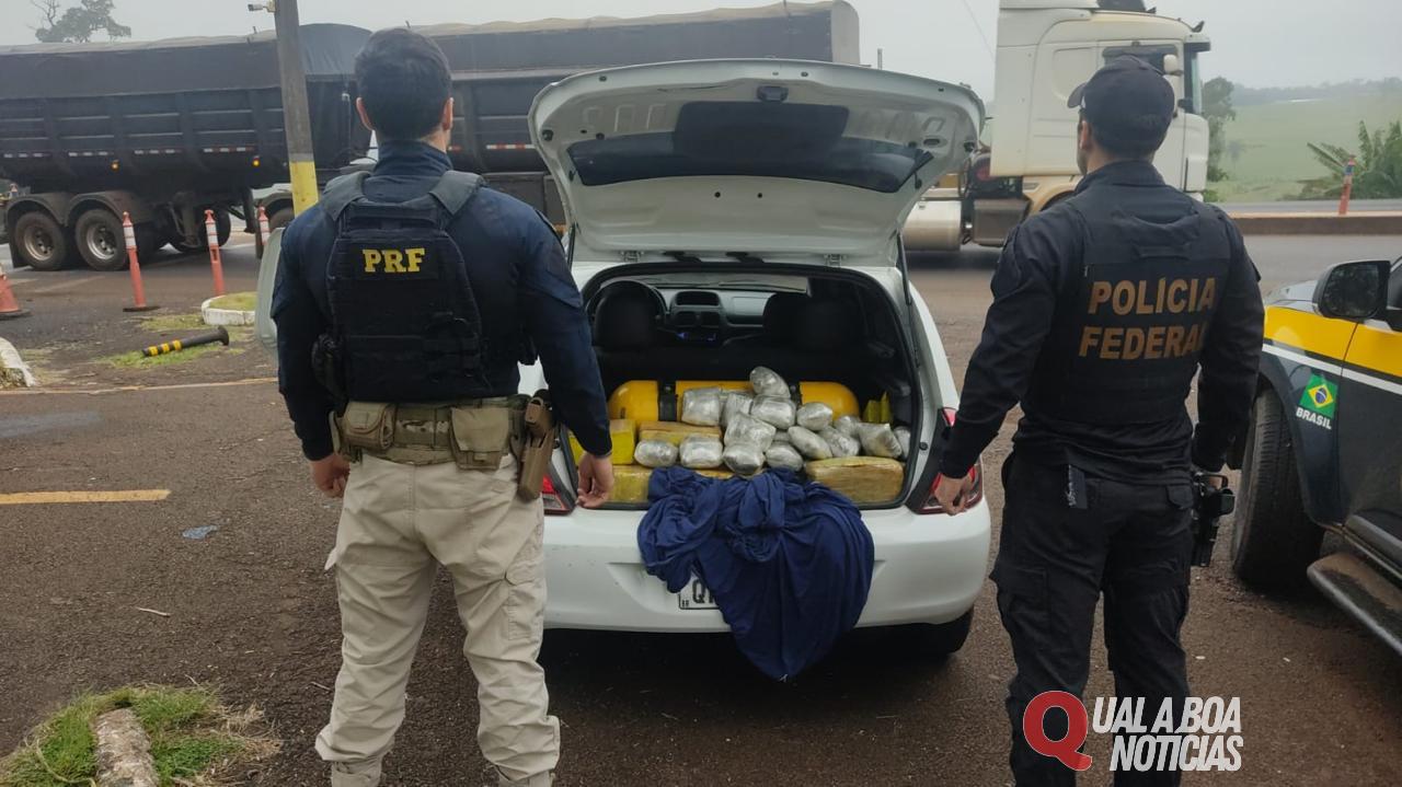 PRF e PF apreendem 156 quilos de maconha em Céu Azul