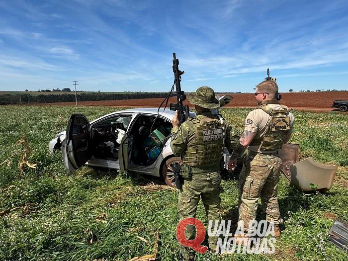 BPFRON apreende carro com mais de meia tonelada de maconha; Traficante abandona o veiculo ainda em movimento