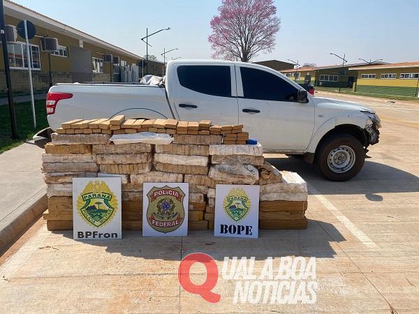 BPFRON, BOPE e PF apreendem veículo carregado com maconha, mas condutor foge