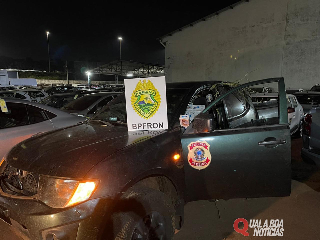 BPFRON, PF e RF apreendem veículo carregado com cigarros contrabandeados em Cascavel-PR