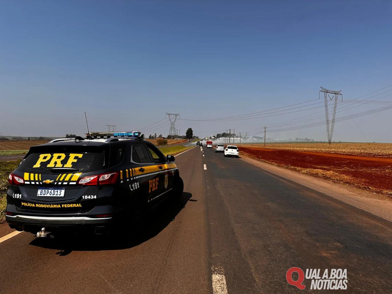 Incêndio na BR-163 gera risco e congestionamento em Cascavel