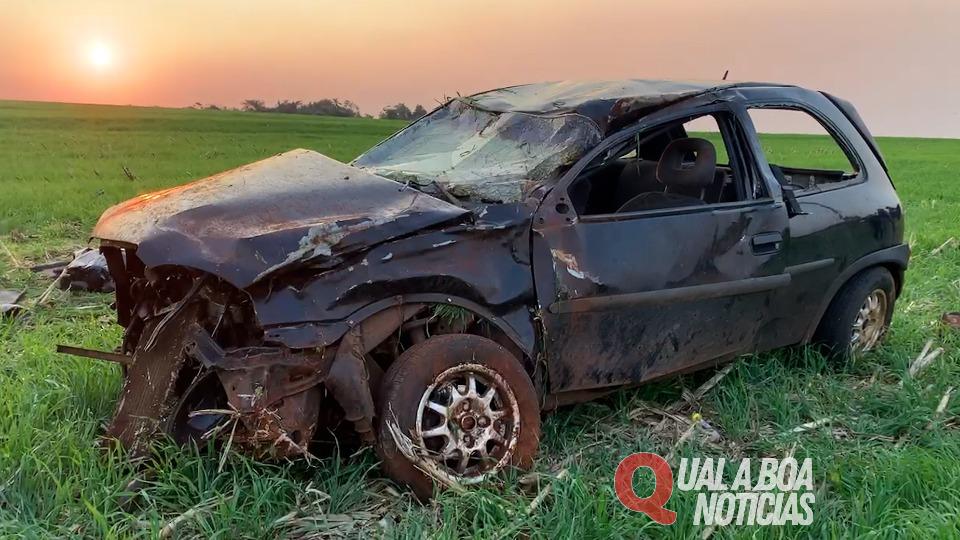 Motorista morre ao capotar carro na PR-486, em Cascavel