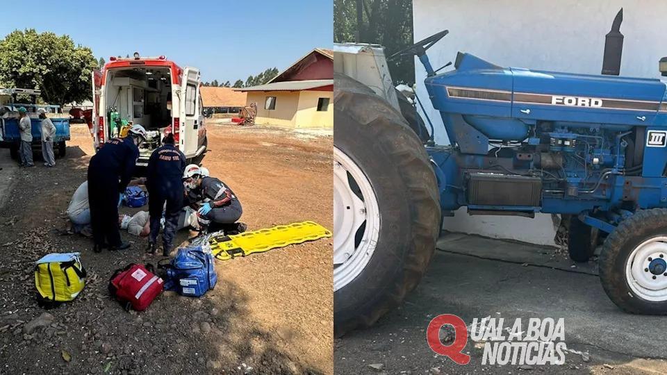 Mulher é atropelada por trator e arrastada por 10 metros em área rural da região