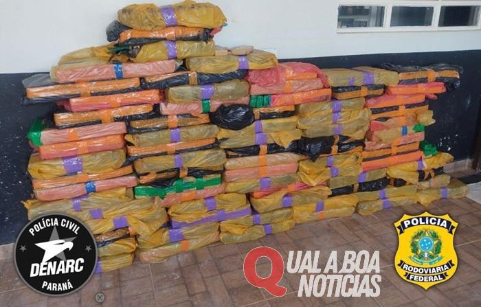 Operação conjunta entre a PRF e DENARC resulta em apreensão de 774Kg de maconha