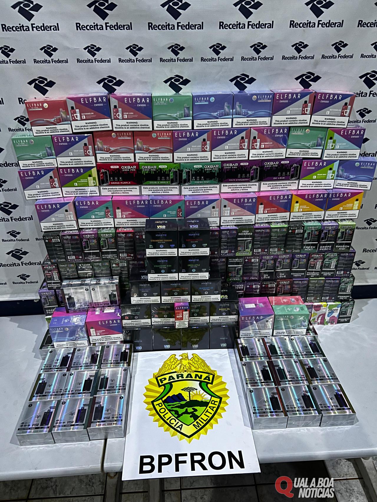 Operação Protetor: BPFRON apreende mil unidades de cigarros eletrônicos em Cascavel-PR