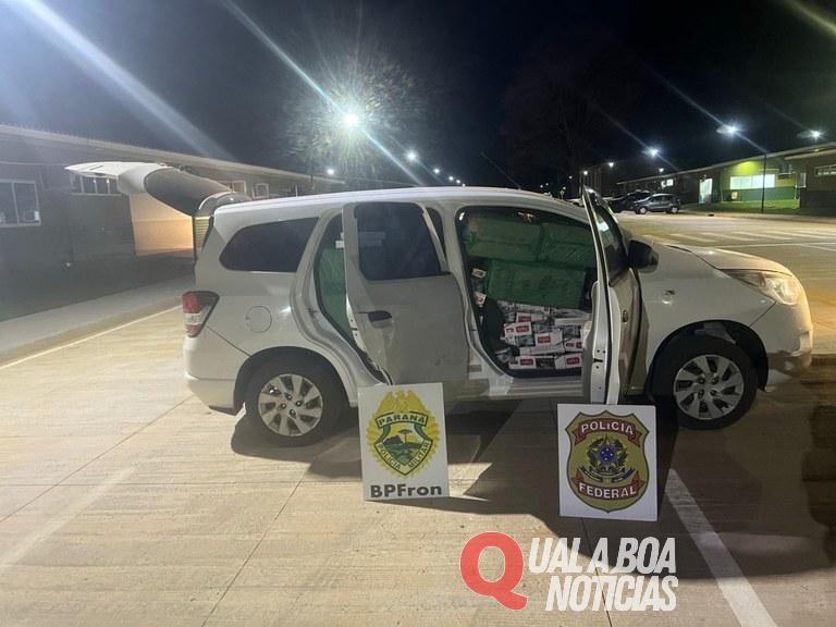 PF e BPFRON apreendem veículo carregado com cigarros na cidade de Guaíra
