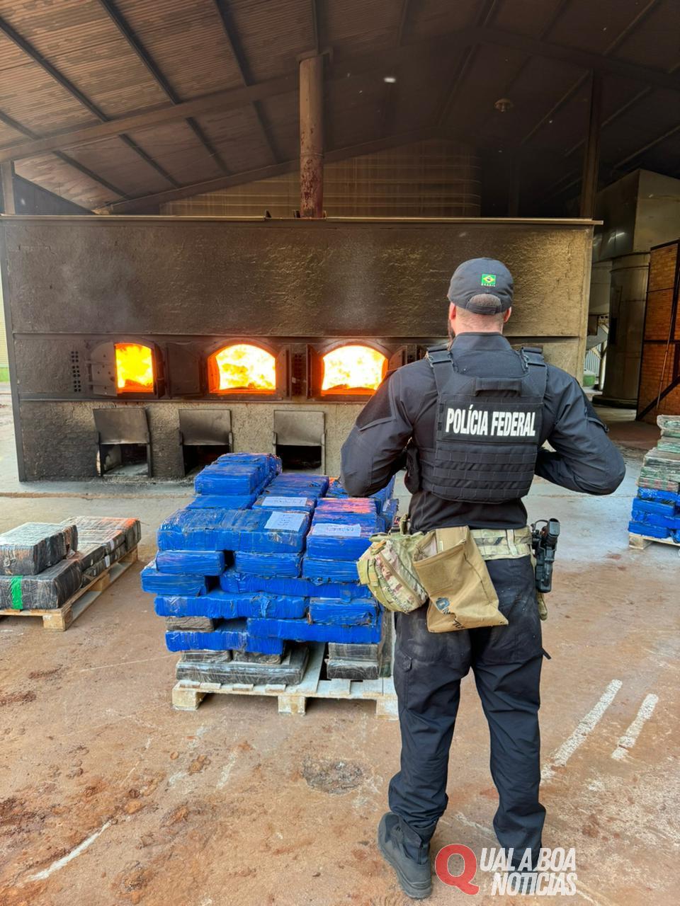 PF em Guaíra, promove a destruição de aproximadamente 10 toneladas de drogas