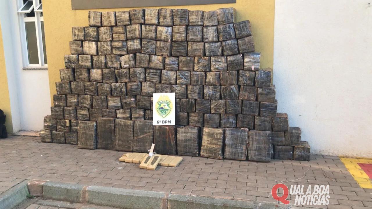 PM faz grande apreensão de maconha em Cascavel, Após perseguição