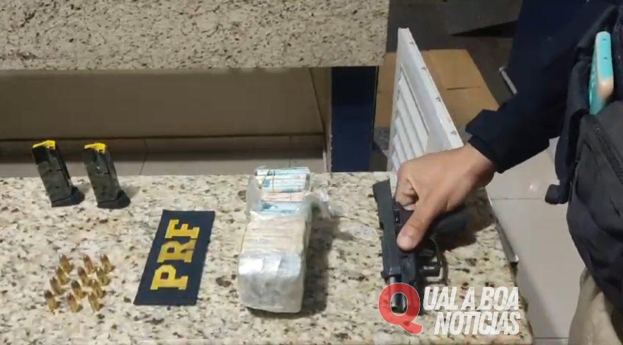 PRF prende homem transpotando pistola e R$ 33 mil em Santa Terezinha de Itaipu
