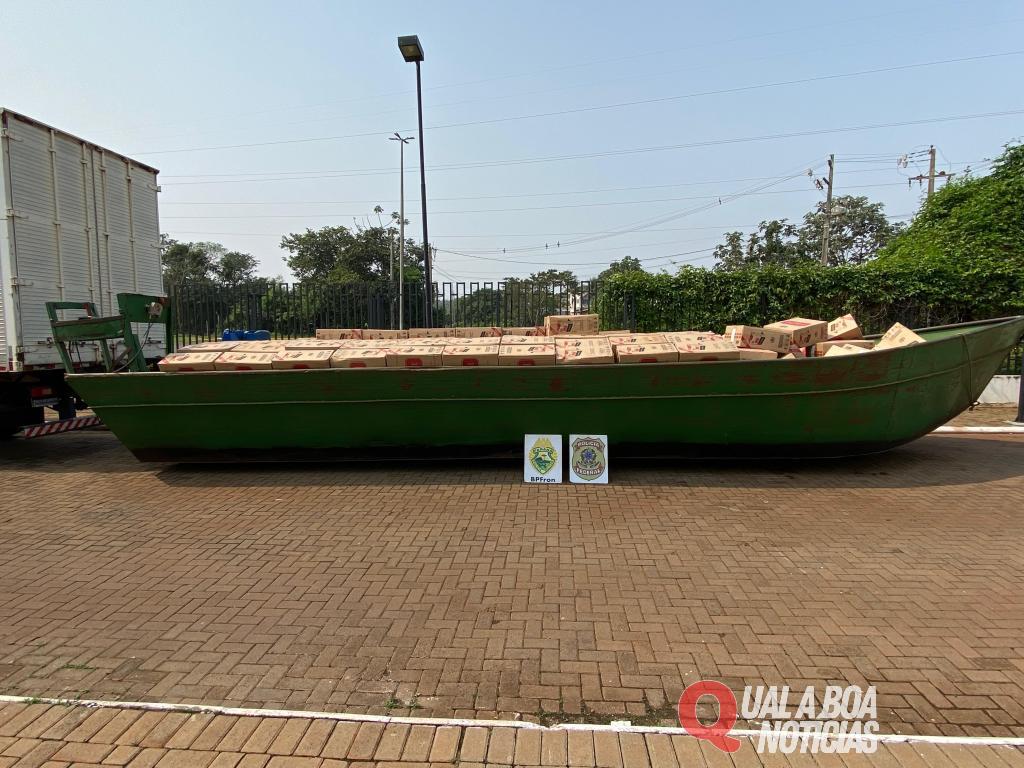 Apreensão milionária: BPFRON e PF localizam embarcação e caminhão abandonados, com cigarros contrabandeados em Mercedes