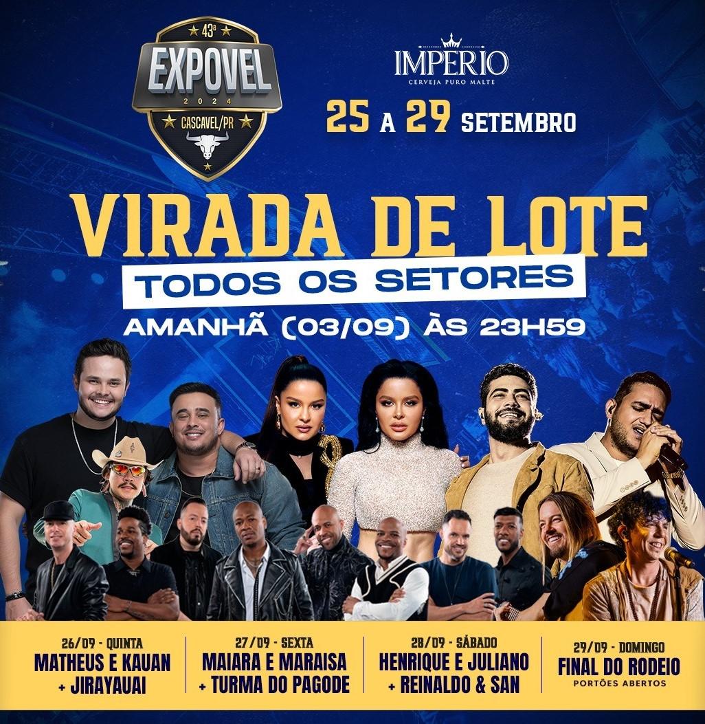 EXPOVEL 2024: Nesta terça-feira, uma mudança de lote está programada para todos os setores do evento