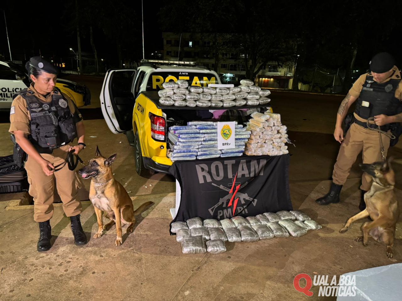 Grande apreensão de drogas é realizada pela Rotam na rodoviária de Cascavel