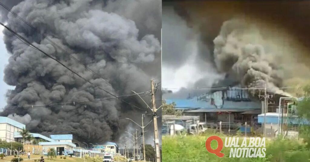 Incêndio de grandes proporções atinge indústria de abate de frangos no Paraná