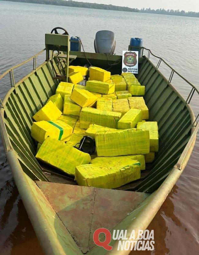 Polícia Federal apreende embarcação carregada com 1,5 tonelada de maconha em Santa Helena
