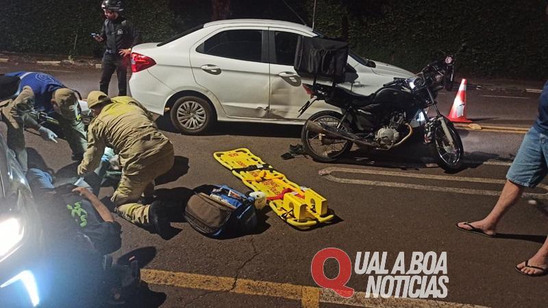 Em acidente envolvendo três veículos é registrado em Toledo; Motociclista leva a pior