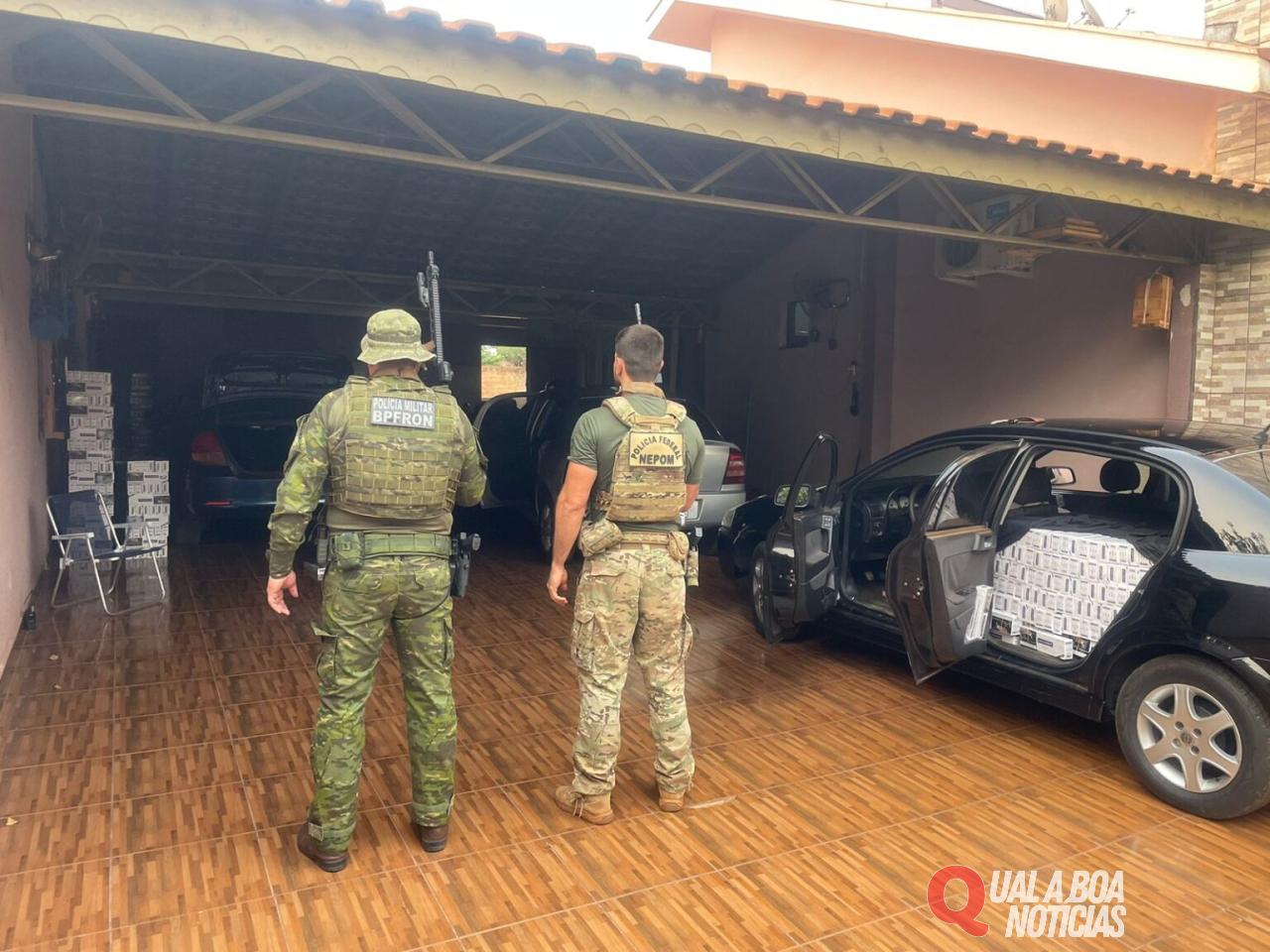 Policiais apreendem em Guaíra veículos carregados com cigarros contrabandeados em depósito