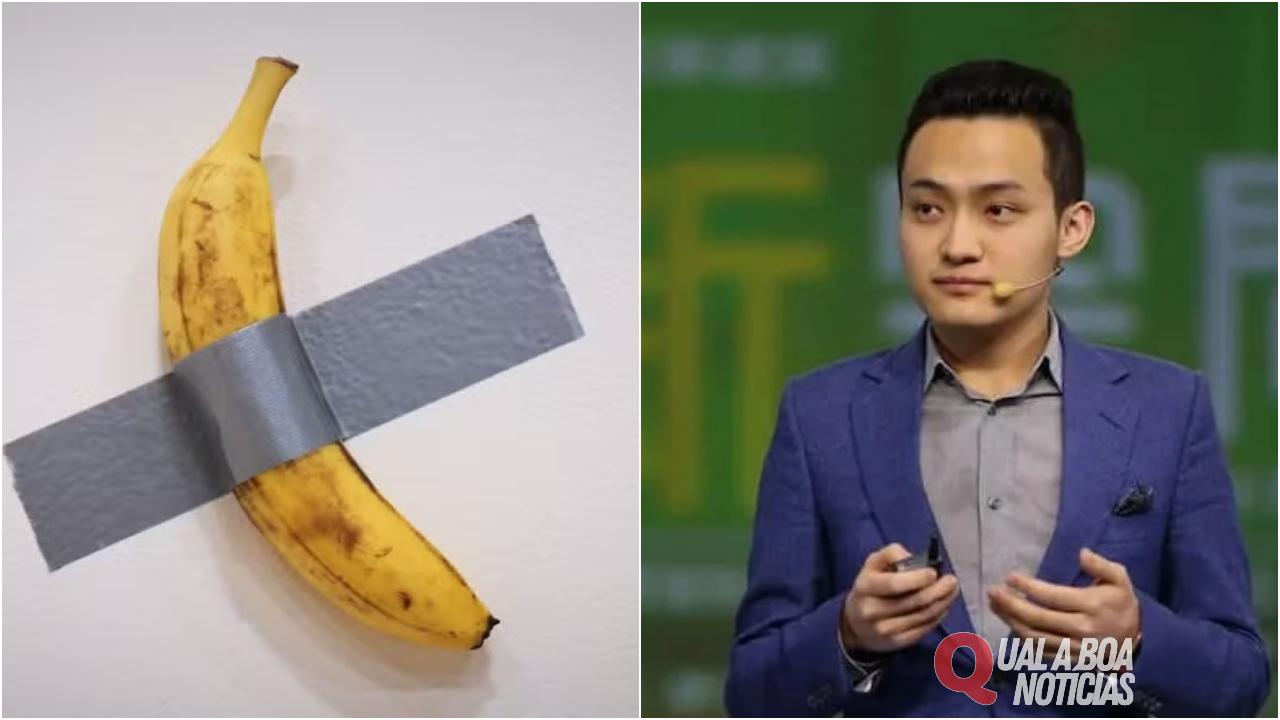 Banana colada com fita adesiva é vendida por R$ 35,7 milhões em leilão em Nova York