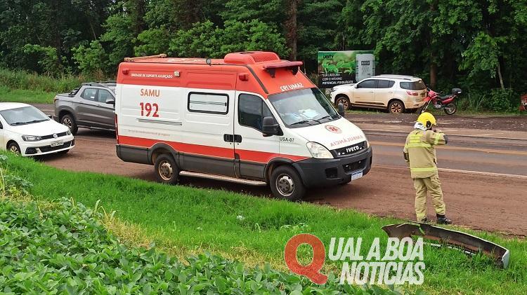 Batida frontal: Dois adultos e uma criança ficam feridos em acidente na PR 182 em Toledo