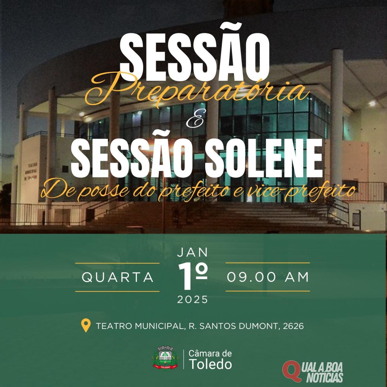 1º de janeiro de 2025 será realizada a cerimonia de posse dos vereadores e prefeito eleitos em Toledo