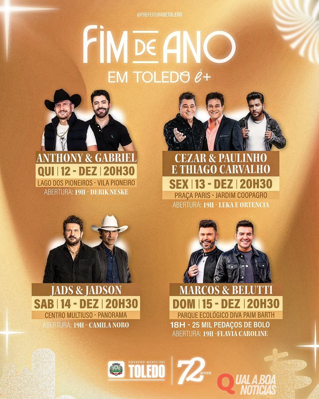 A comemoração dos 72 anos de Toledo já começou; Antony&Gabriel animaram o público deram inicio as festividades