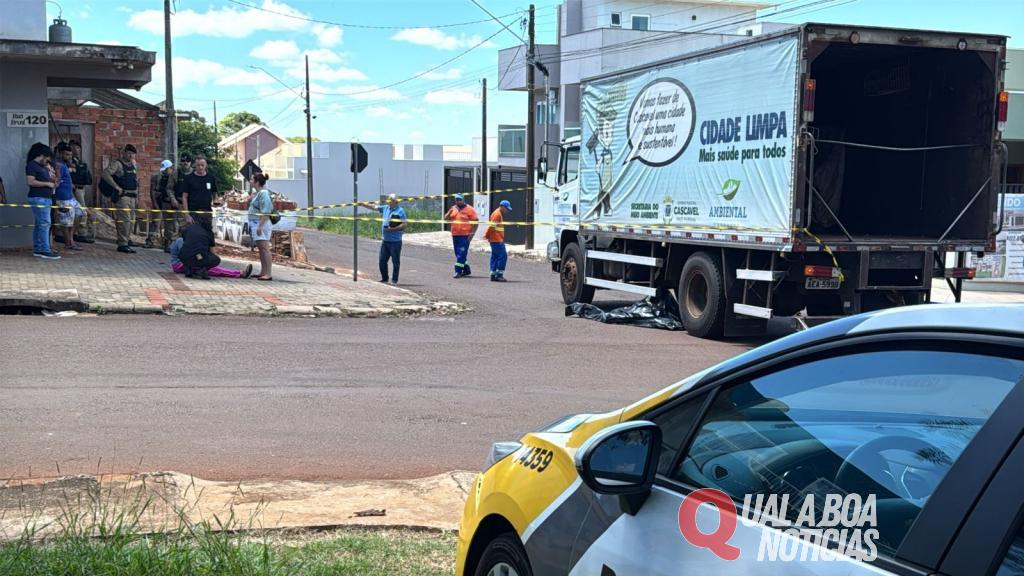 Em Cascavel: Mulher morre após ser atropelada por caminhão da Prefeitura